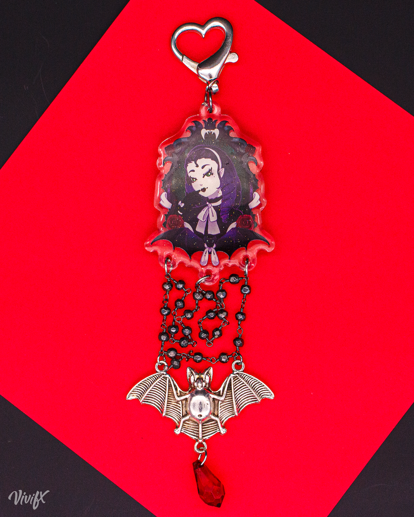 Vampiress Double-Sided Glitter Acrylic Charm