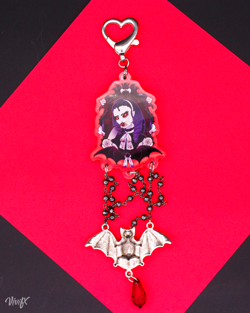 Vampiress Double-Sided Glitter Acrylic Charm