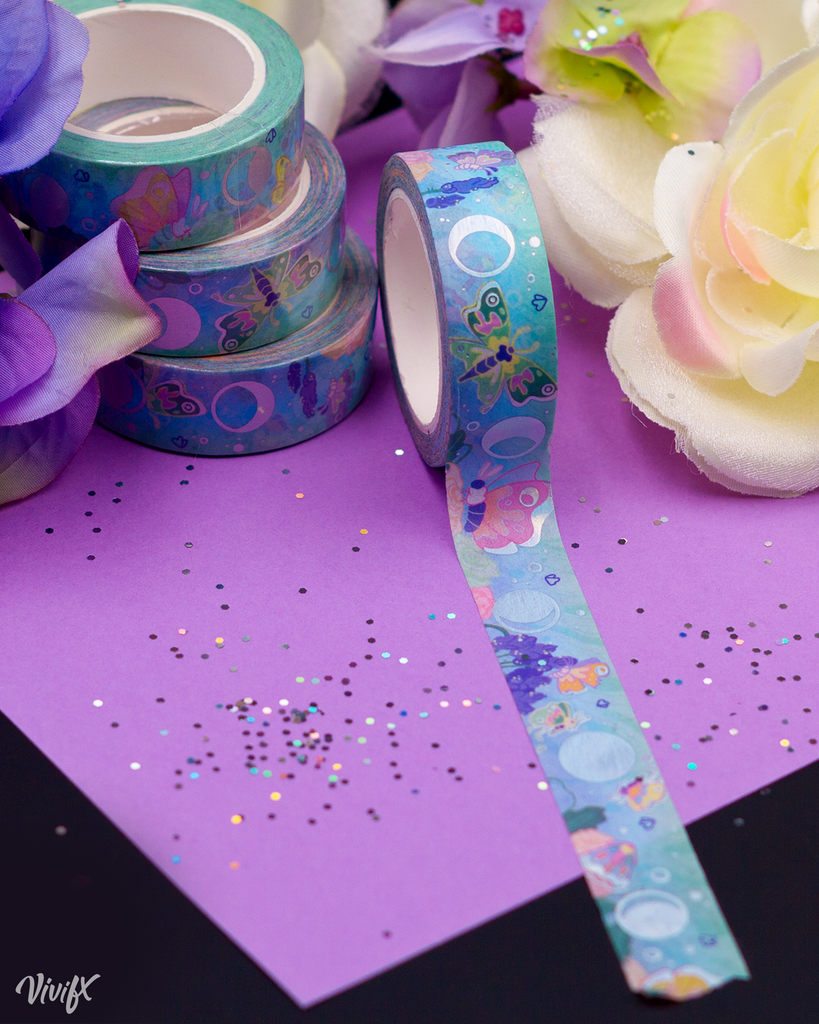 Moonrise Moths Holo Foil Washi Tape