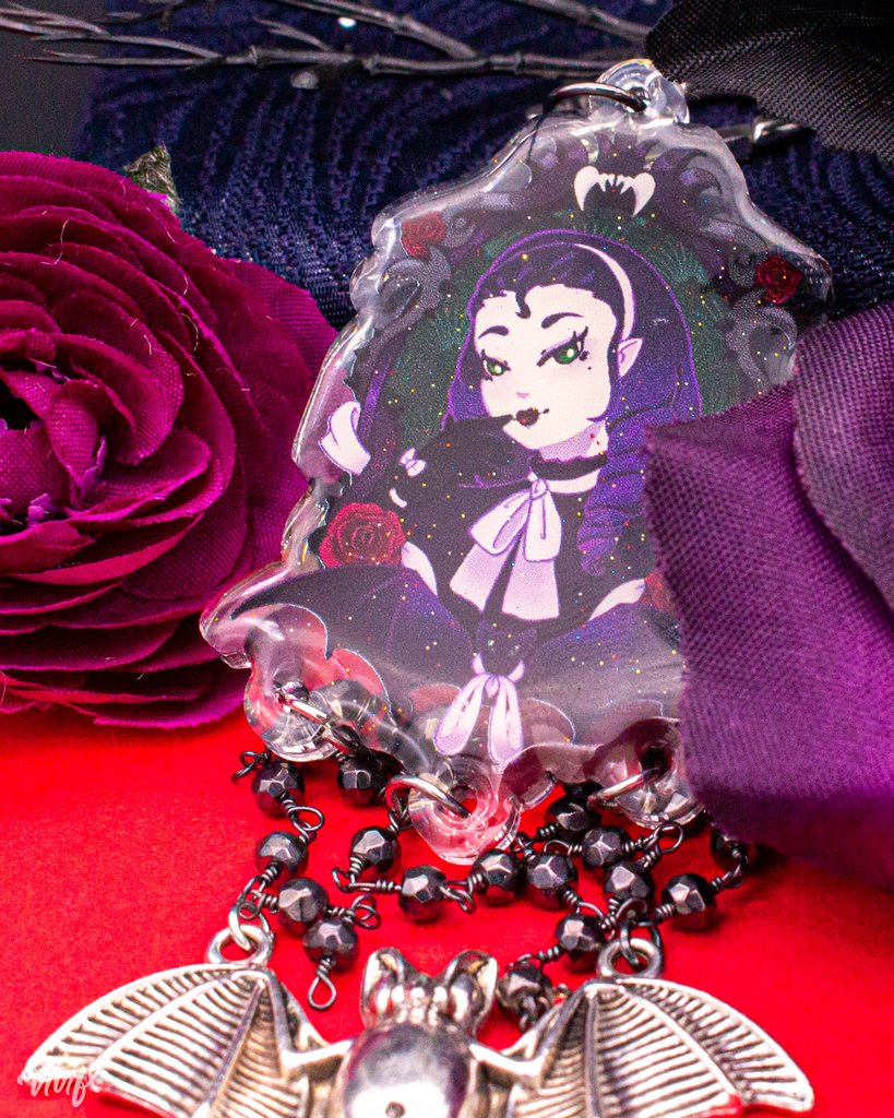 Vampiress Double-Sided Glitter Acrylic Charm